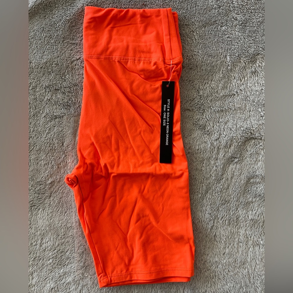 New Mix Buttery Biker Shorts - OS - Neon Orange - Picture 1 of 7